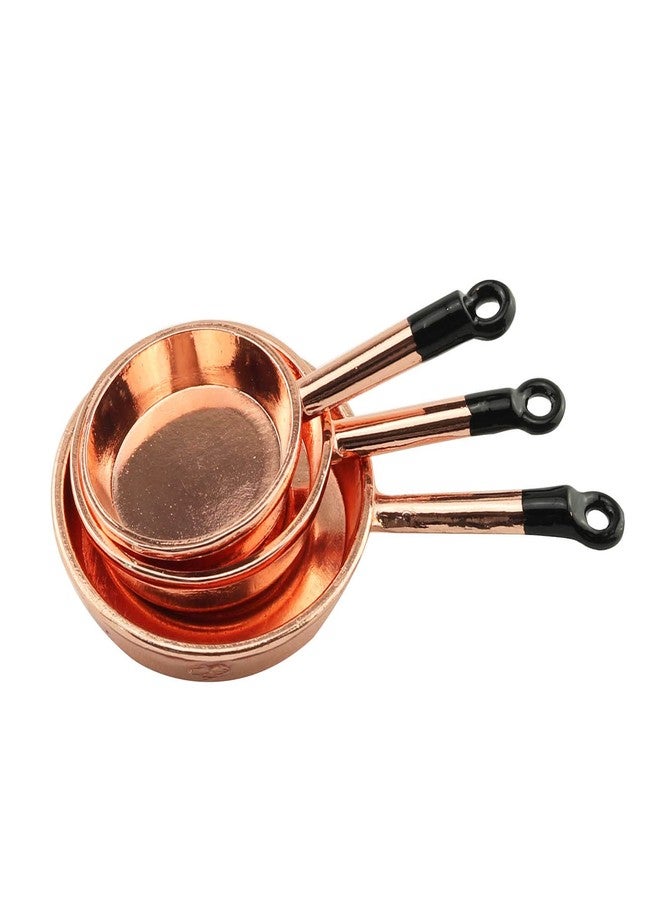 TAODAN Dollhouse Kitchen Cookware 1/12 Scale Miniatures Metal Frying Pans, Kettle, Copper Pots with Lids for Dollhouse Kitchen Accessories Christmas Birthday Gift Miniature Stovetop Cookware - Image 3